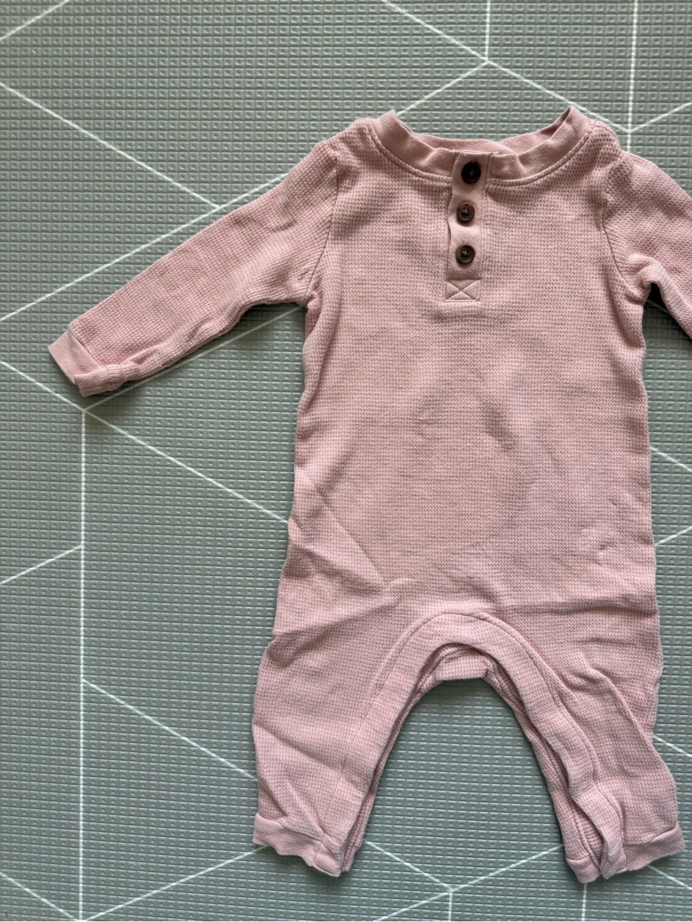 Old Navy|Baby girl blush Pink Waffle Knit Long-Sleeve One-Piece jumpsuit,6-12M